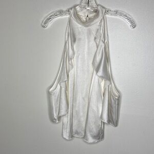 Ella Moss White Ruffle Halter Top With Angle Wing Sleeves Size Small NWT
